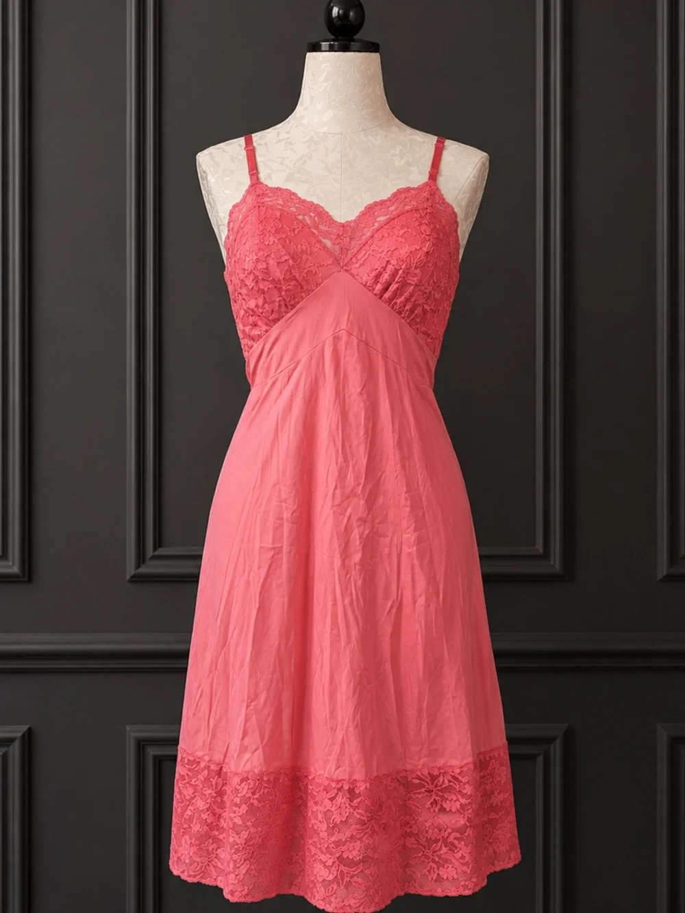 Vintage Lace-Trim Slip Dress
